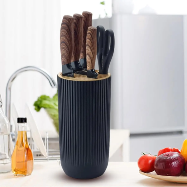 Kitchen Knife Set 6-Piece Professional Stainless Steel Knife Set & block (Black) - Image 4