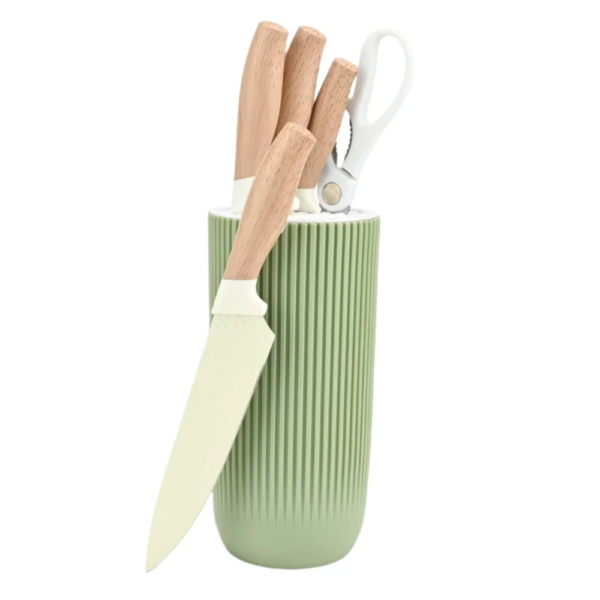 Kitchen Knife Set 6-Piece Professional Stainless Steel Knife Set & block (OLIVE)