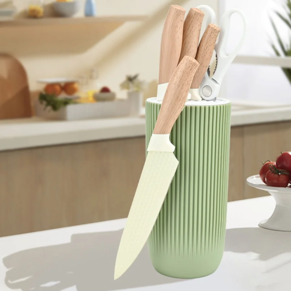 Kitchen Knife Set 6-Piece Professional Stainless Steel Knife Set & block (OLIVE) - Image 5