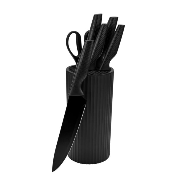 Black 7-piece Professional Stainless Steel Kitchen Knife Block Set