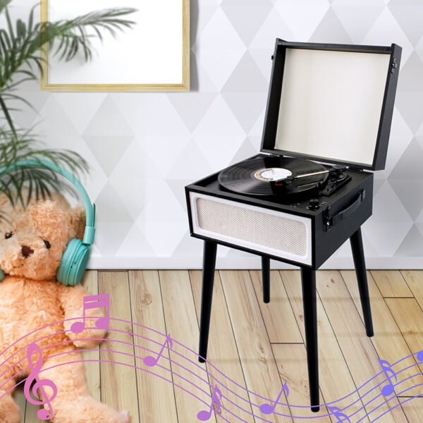 Vintage-style Record Player with Built-in Speakers and Stand - Image 10